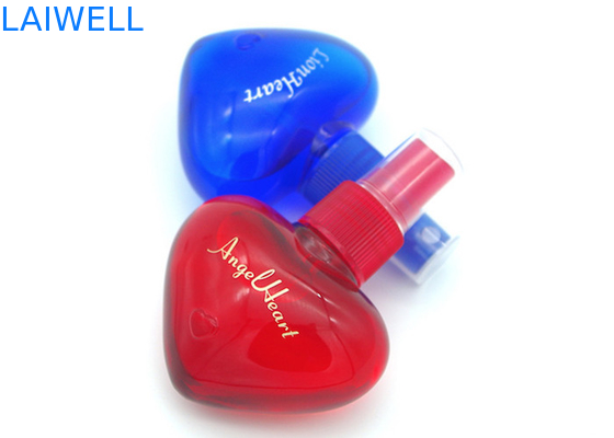 Cruches en plastique d'ANIMAL FAMILIER de parfum 40ML de capacité portative faite sur commande en forme de coeur de jet avec le couvercle à visser