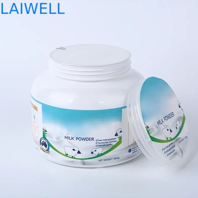 Récipients en plastique recyclables durables de couleur de 129*129*106MM hauts d'ANIMAL FAMILIER de protéine de pots blancs de poudre pour B2B