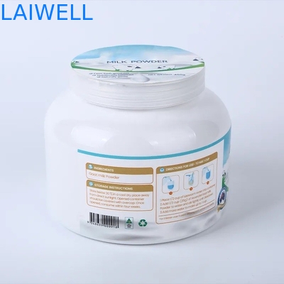 Récipients en plastique recyclables durables de couleur de 129*129*106MM hauts d'ANIMAL FAMILIER de protéine de pots blancs de poudre pour B2B