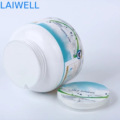 Récipients en plastique recyclables durables de couleur de 129*129*106MM hauts d'ANIMAL FAMILIER de protéine de pots blancs de poudre pour B2B