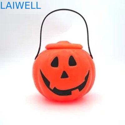 Panier fait sur commande réutilisable de sucrerie de lanterne de seau de potiron de Halloween de récipients en plastique de pp avec la poignée