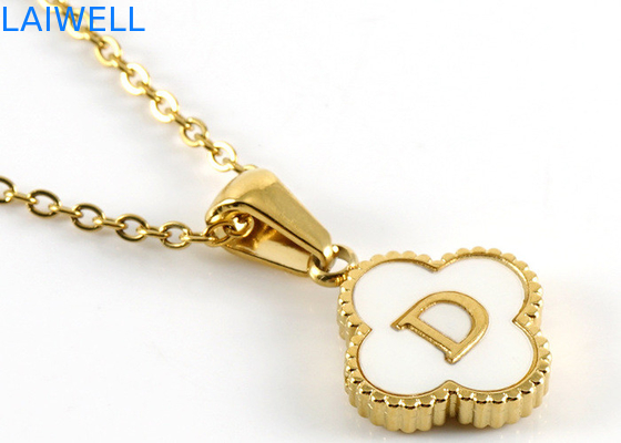 13*13MM 18K en acier inoxydable plaqué or Pendants de lettres à quatre feuilles de trèfle