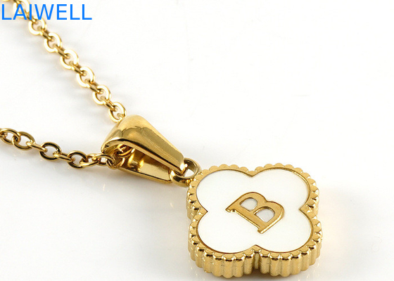 13*13MM 18K en acier inoxydable plaqué or Pendants de lettres à quatre feuilles de trèfle