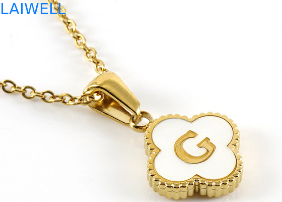 13*13MM 18K en acier inoxydable plaqué or Pendants de lettres à quatre feuilles de trèfle