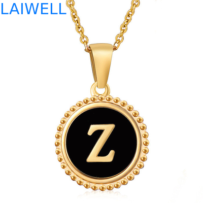 bijoux uniques 16mm 18K plaqué en or en acier inoxydable 3D Collier de lettre à coquille collier de lettre pour femmes pendentifs