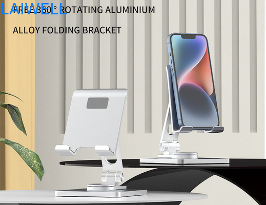 95*132*44MM Nouveau design de luxe Portable 360 degrés de rotation argent aluminium support de téléphone portable pliable