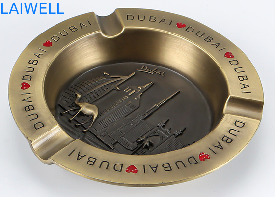 110*110MM Couleur dorée élégante Forme ronde Fusion sous pression Zinc alliage métallique Ceniveau de poche