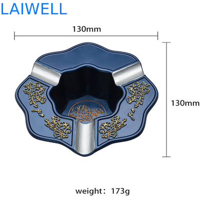 130*130MM Polissé Nickel Plated And Die Casting Couleur bleue cendrier portable sur mesure avec fond de velours