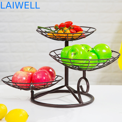 32 cm de hauteur cuisson en métal noir en fer multicouche plateau de fruits en fer Conception personnalisée pour plus de commodité