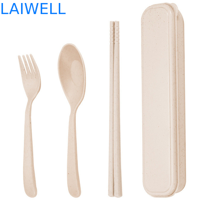 Portable Beige Couleur de paille de blé durable Fibre de 3 PC Plateforme réutilisable Eco Tableware Accessoires peuvent être utilisés plusieurs fois Léger Non toxique