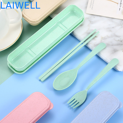 Portable Beige Couleur de paille de blé durable Fibre de 3 PC Plateforme réutilisable Eco Tableware Accessoires peuvent être utilisés plusieurs fois Léger Non toxique