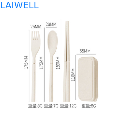 Eco Wheat Straw Fiber Blue Folding 3-PC Flatware Set Accents de table durables personnalisables et réutilisables pour votre entreprise écologique