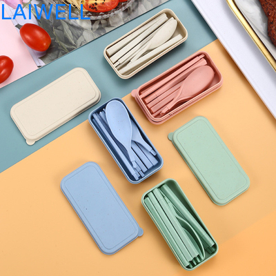 Eco Wheat Straw Fiber Blue Folding 3-PC Flatware Set Accents de table durables personnalisables et réutilisables pour votre entreprise écologique