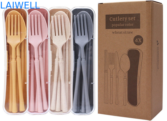 Ensemble de couverts pliables de 4 PC résistant aux températures élevées accessoires de vaisselle écologique en fibre de paille de blé Tailles différentes