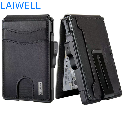 11.2*7.4*1.7cm Noir Porte-cartes RFID en aluminium haute capacité Remplace jusqu'à 12 cartes Parfait pour les voyages d'affaires