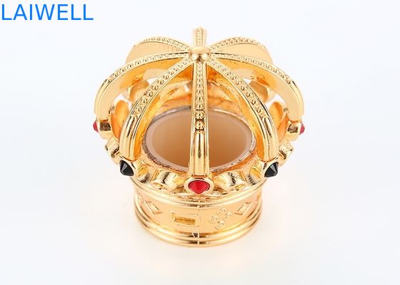 Polissage de luxe de couleur dorée conception couronne bouchon de bouteille de parfum écologique matériau en alliage de zinc et s'adapte à la plupart des bouteilles de parfum