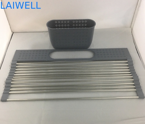 GV pliable 280mm 385mm au-dessus de l'évier enroulent le support de séchage de plat