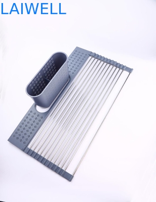 GV pliable 280mm 385mm au-dessus de l'évier enroulent le support de séchage de plat