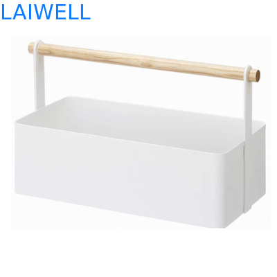 La poudre blanche a enduit la boîte de rangement cosmétique de fer d'articles de ménage en métal de 19cm