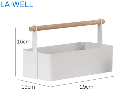 La poudre blanche a enduit la boîte de rangement cosmétique de fer d'articles de ménage en métal de 19cm