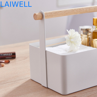 La poudre blanche a enduit la boîte de rangement cosmétique de fer d'articles de ménage en métal de 19cm