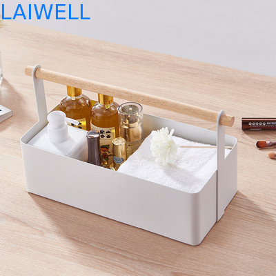 La poudre blanche a enduit la boîte de rangement cosmétique de fer d'articles de ménage en métal de 19cm
