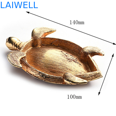 Créatif le cendrier en alliage de zinc d'or de cendrier de tortue en métal du moulage mécanique sous pression 100*140mm