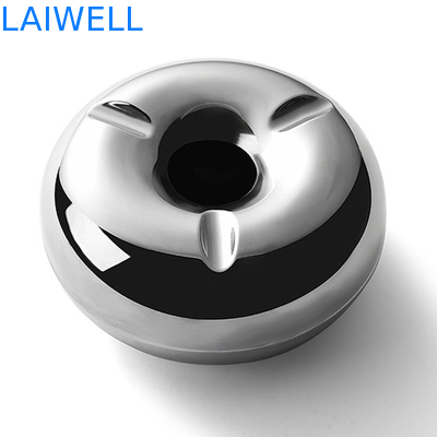Cendrier portatif antique argenté brillant de 12cm Mini Pocket Ashtray Doughnut Shaped