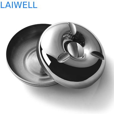 Cendrier portatif antique argenté brillant de 12cm Mini Pocket Ashtray Doughnut Shaped