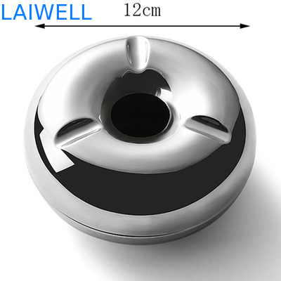 Cendrier portatif antique argenté brillant de 12cm Mini Pocket Ashtray Doughnut Shaped