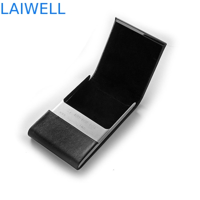 Support en aluminium en cuir noir de carte nominative de portefeuille de carte d'unité centrale d'imitation portative
