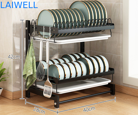 400*280*420mm démontables plat de 2 couches séchant l'égouttoir de plat de support/acier au carbone