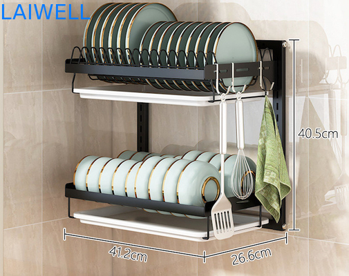 400*280*420mm démontables plat de 2 couches séchant l'égouttoir de plat de support/acier au carbone