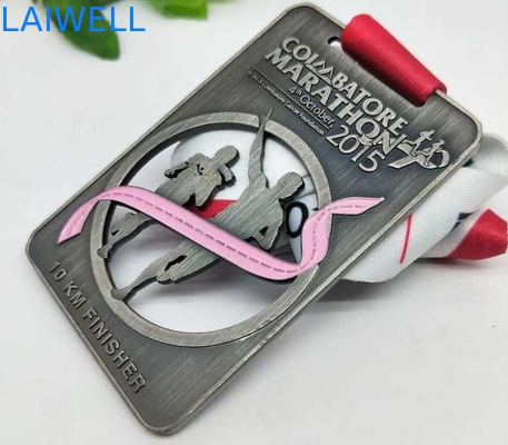 PVD plaquant les médailles de peinture en alliage de zinc Grey Hollow Out de marathon
