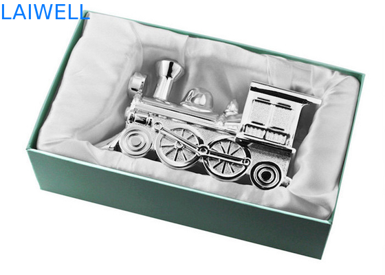 OEM en alliage de zinc de la banque de pièce de monnaie de train d'électrodéposition argentée classique 145*55*85mm
