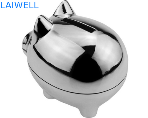 Laser gravant des articles de ménage Mini Coin Bank plaqué argenté en alliage de zinc en métal