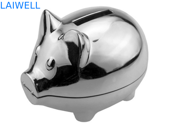 Laser gravant des articles de ménage Mini Coin Bank plaqué argenté en alliage de zinc en métal