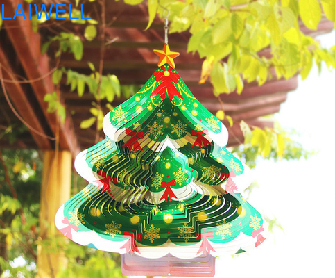 Carillons de vent tournants d'arbre de Noël du fileur 3D de vent en métal de la largeur 27cm