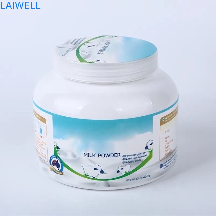 Récipients en plastique recyclables durables de couleur de 129*129*106MM hauts d'ANIMAL FAMILIER de protéine de pots blancs de poudre pour B2B