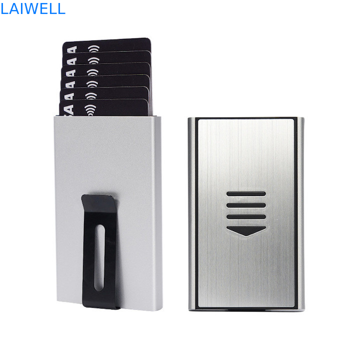 Portable 60*15*100MM argenté anodisé portefeuille de carte en aluminium avec gravure laser personnalisable