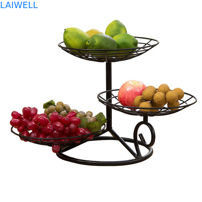 32 cm de hauteur cuisson en métal noir en fer multicouche plateau de fruits en fer Conception personnalisée pour plus de commodité