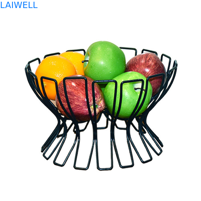 25*22*16CM Logo gravé au laser Noir Boulangerie Européenne Art de fer panier de fruits Appareils ménagers en métal Pour les besoins du client