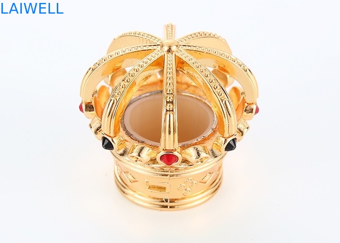 Polissage de luxe de couleur dorée conception couronne bouchon de bouteille de parfum écologique matériau en alliage de zinc et s'adapte à la plupart des bouteilles de parfum