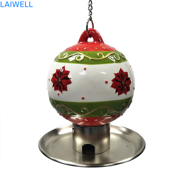 Conducteur en céramique extérieur d'oiseau en métal de boule de Noël avec le plat de estampillage plaqué de nourriture de fer